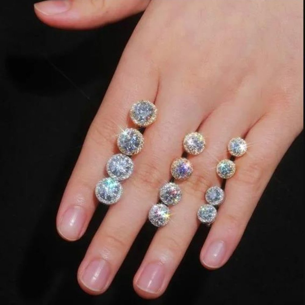 Certified 4ct. t.w. Moissanite Diamond Round Halo Stud Earrings NEW - Picture 7 of 12